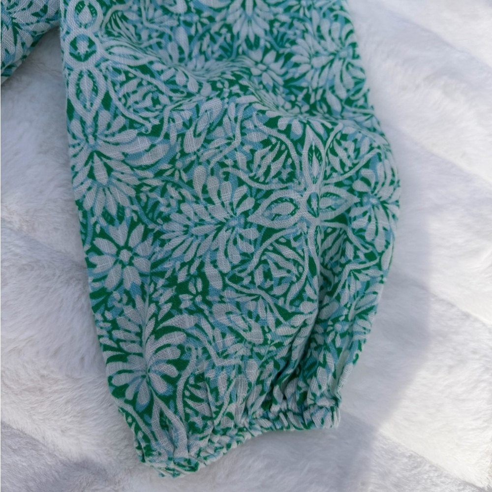 Zara Green Floral Mini Dress Swimsuit Cover Up Flowy Boho Spring Summer - Picture 7 of 9
